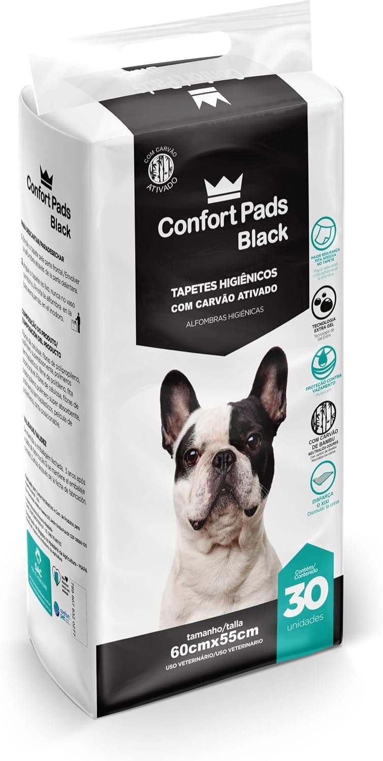 Confort Pads Black Tapete Higiênico Descartável com Carvão Ativado